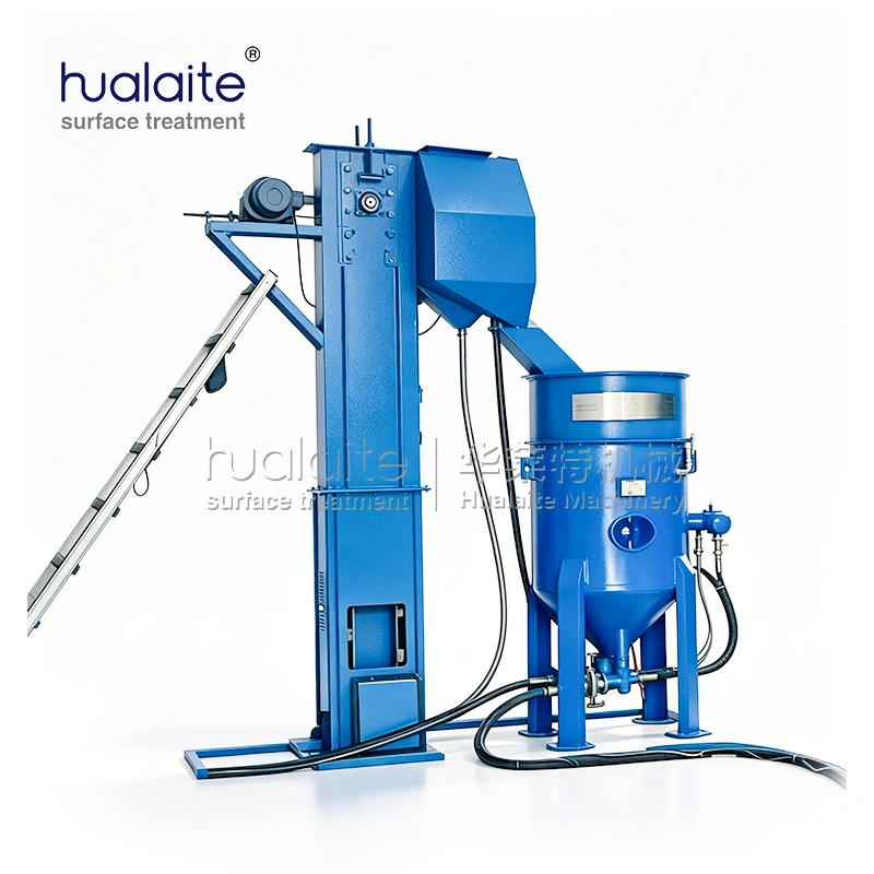 semi automatic partial recovery system sandblasting room (waffle floor / mechanical scraper type large workpiece surface treatment equipment) semi automatic partial recovery system sandblasting room (waffle floor / mechanical scraper type large workpiece surface treatment equipment)
