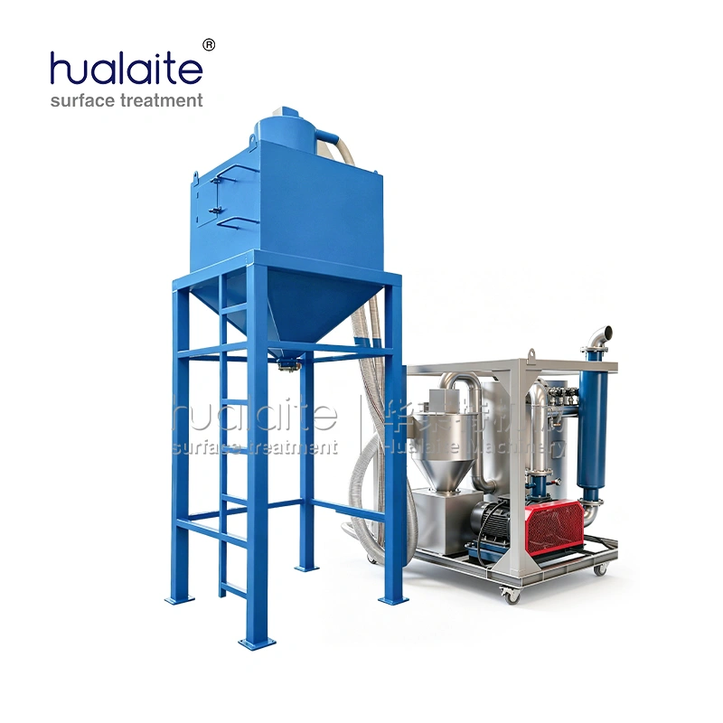 semi automatic partial recovery system sandblasting room (waffle floor / mechanical scraper type large workpiece surface treatment equipment)