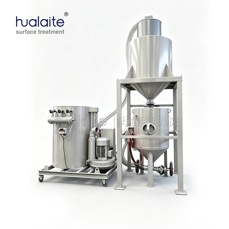 semi automatic partial recovery system sandblasting room (waffle floor / mechanical scraper type large workpiece surface treatment equipment) semi automatic partial recovery system sandblasting room (waffle floor / mechanical scraper type large workpiece surface treatment equipment)