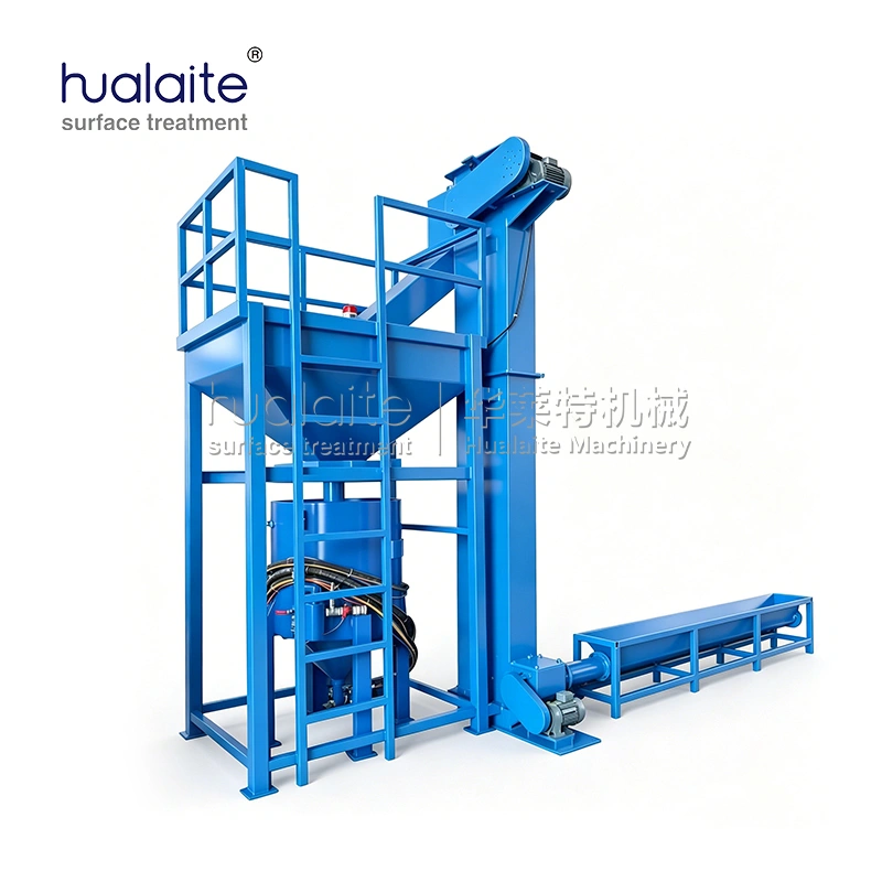 semi automatic partial recovery system sandblasting room (waffle floor / mechanical scraper type large workpiece surface treatment equipment) semi automatic partial recovery system sandblasting room (waffle floor / mechanical scraper type large workpiece surface treatment equipment)