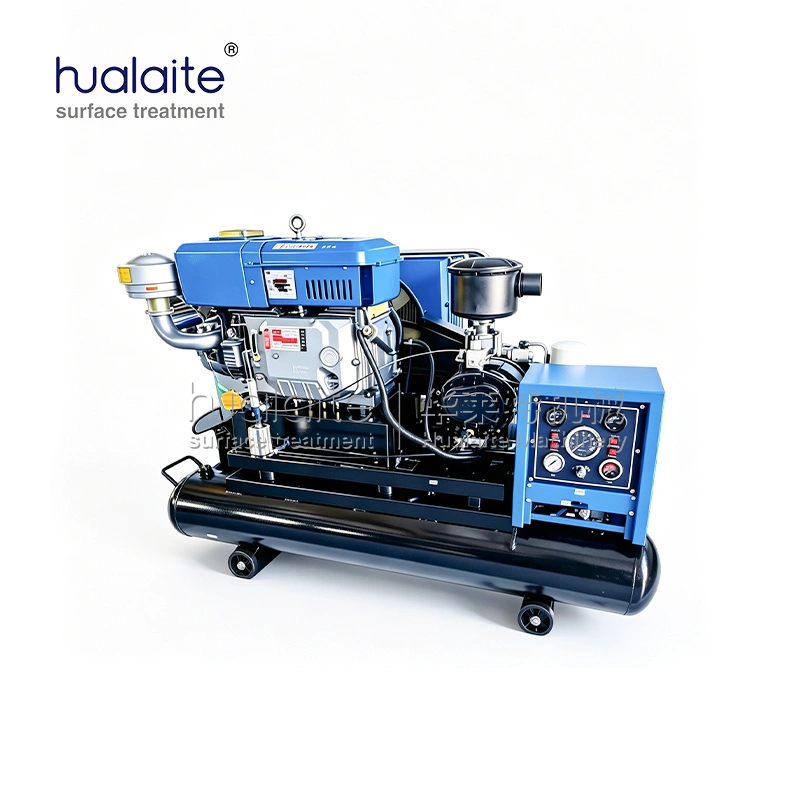 hlt series diesel powered mobile screw air compressor (dual purpose for sandblasting & construction, field operation air source equipment)