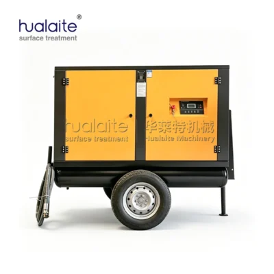 electric powered mobile screw air compressor (dual purpose mobile air source for sandblasting & construction)